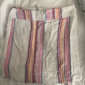 Ivory/multicolored striped linen skirt
